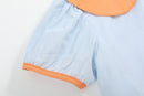 Light Blue Pumpkin Applique Collared Dress
