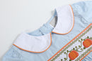 Light Blue Pumpkin Vine Smocked Dress