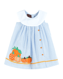 Light Blue Seersucker Pumpkin Yoke Dress