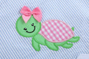 Light Blue Seersucker Turtle 2pc Bloomer Set