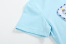 Light Blue Smocked School Shirt and Shorts Set