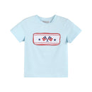 Light Blue USA Flag Smocked T-Shirt and Shorts Set