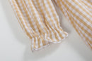 Light Brown Gingham Pumpkin Vine Ruffle Dress
