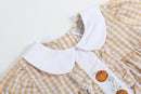 Light Brown Gingham Pumpkin Vine Ruffle Dress