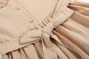 Light Brown Smocked Ruffle Dress