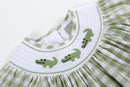 Light Green Alligator Smocked Bishop Dress