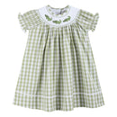 Light Green Alligator Smocked Bishop Dress