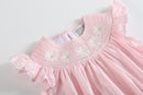 Light Pink Daisy Smocked Ruffle Romper