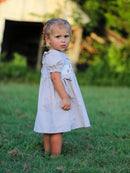 Fall Thanksgiving Pumpkin Embroidery Smock Plaid Girls Dress