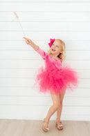 Magenta Velvet L/S Tutu Leotard