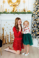 Red Velvet Sequin Twirl Skort