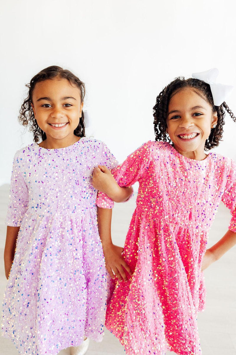 Pink Velvet Sequin Dress