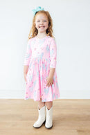 Little Miss Chickie 3/4 Sleeve Pocket Twirl Dress