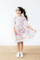 Field of Flowers 3/4 Sleeve Pocket Twirl Dress