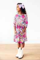 Mauve What's Up Buttercup 3/4 Sleeve Pocket Twirl Dress