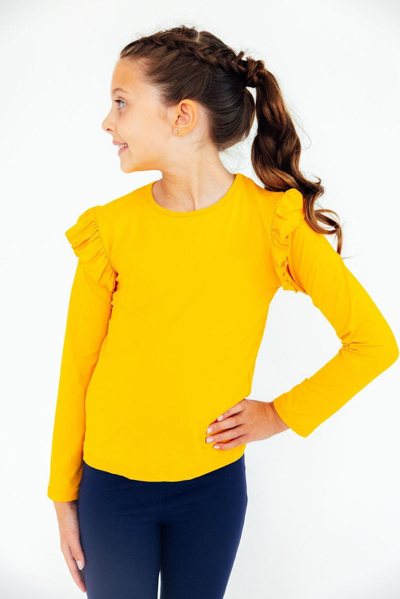 Mustard L/S Ruffle Tee