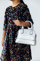 Silver Metallic Girl's Crossbody Purse