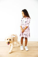 Puppy Kisses 3/4 Sleeve Pocket Twirl Dress