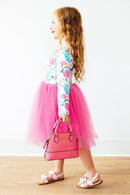 Neon Pink Glitter Girl's Crossbody Purse