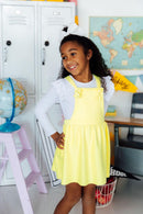 Bright Yellow Faux Suede Pinafore