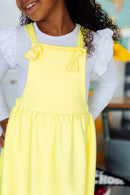 Bright Yellow Faux Suede Pinafore
