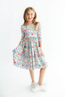 After the Rain 3/4 Sleeve Pocket Twirl Dress