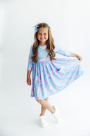 Garden Giggles 3/4 Sleeve Pocket Twirl Dress