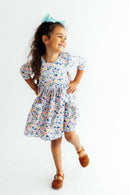 Fall Floral 3/4 Sleeve Pocket Twirl Dress