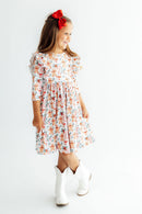 Gingerbread Lane 3/4 Sleeve Ruffle Twirl Dress