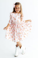 Christmas Traditions 3/4 Sleeve Ruffle Twirl Dress