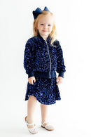 Navy Blue Velvet Sequin Twirl Skort