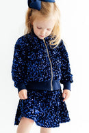 Navy Blue Velvet Sequin Jacket