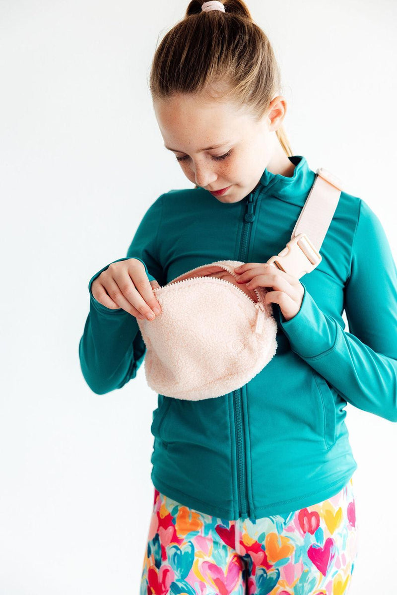 Light Pink Fleece Belt Bag