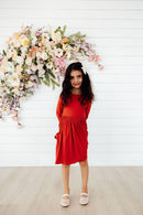 Pumpkin Spice 3/4 Sleeve Pocket Twirl Dress