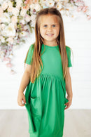 Kelly Green S/S Pocket Twirl Dress