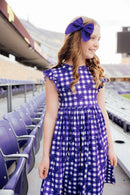 TCU Plaid Frog Flutter Twirl Dress