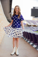 TCU Purple Frog Ruffle Pocket Tee