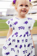 TCU White Frog Flutter Twirl Dress