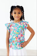 Preppy Floral S/S Ruffle Tee
