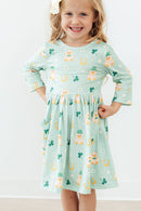 Lucky Duck 3/4 Sleeve Pocket Twirl Dress
