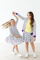 Mardi Gras 3/4 Sleeve Pocket Twirl Dress