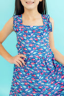 Fish in the Sea Ruffle Cross Back Dress