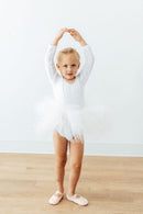 White Velvet L/S Tutu Leotard