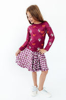 Virginia Tech Maroon Hokie L/S Ruffle Pocket Tee