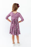 Virginia Tech Plaid Hokie 3/4 Sleeve Pocket Twirl Dress
