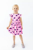 TCU Pink Gingham Frog Flutter Twirl Dress