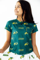 North Dakota State University Green Bison Ruffle Pocket Tee