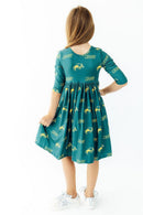 North Dakota State University Green Bison 3/4 Sleeve Pocket Twirl Dress