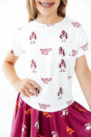 Virginia Tech White Hokie Ruffle Pocket Tee