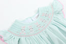 Misty Blue Bunny Smocked Bubble Romper